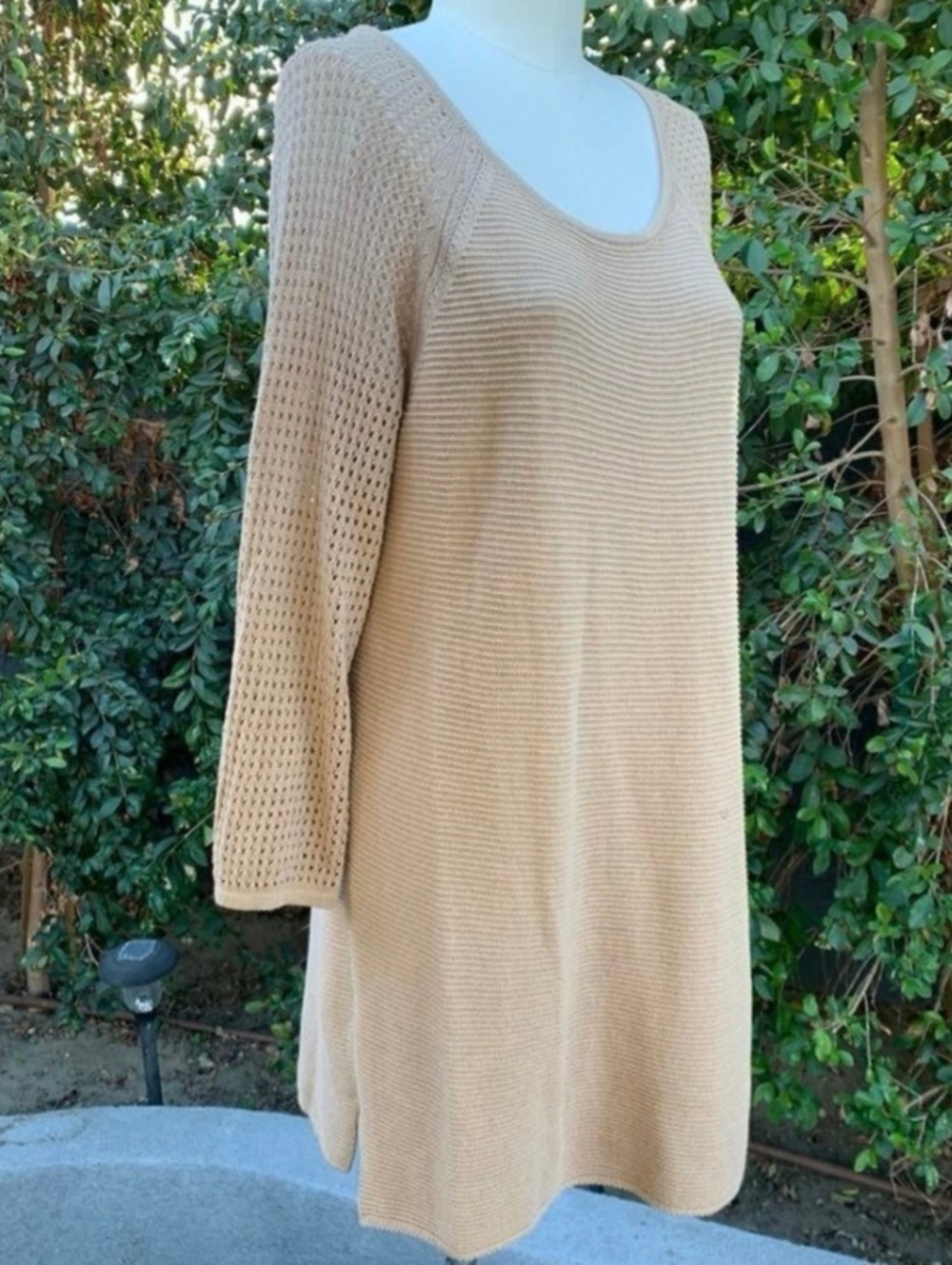 Basic Editions Tan Sweater Dress – Size Large – 100% Cotton